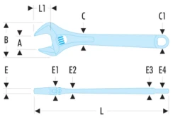 Facom 101.12G Bi-Material 'Quick-Adjust' Adjustable Wrench 12" (300mm) -Home Tools Sale 101.8G DIMENSIONS