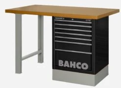 Bahco 1495K7CBKWB15TD Heavy Duty MDF Top Workbench With 7 Drawer Black Cabinet 1500mm Long