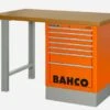 Bahco 14995K8CWB15TD Heavy Duty MDF Top Workbench With 8 Drawer Orange Cabinet 1500mm Long -Home Tools Sale 1495KCWB15TD orange