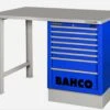 Bahco 1495K6CBLWB18TS Heavy Duty Steel Top Workbench With 6 Drawer Blue Cabinet 1800mm Long -Home Tools Sale 1495KCWB15TS BLUE 1