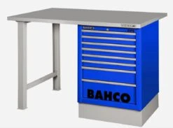 Bahco 1495K6CBLWB18TS Heavy Duty Steel Top Workbench With 6 Drawer Blue Cabinet 1800mm Long