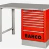 Bahco 1495K6CRDWB15TS Heavy Duty Steel Top Workbench With 6 Drawer Red Cabinet 1500mm Long -Home Tools Sale 1495KCWB15TS RED