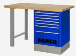 Bahco 1495K6CBLWB18TW Heavy Duty Wooden Top Workbench With 6 Drawer Blue Cabinet 1800mm Long