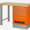 Bahco 1495K6CWB18TW Heavy Duty Wooden Top Workbench With 6 Drawer Orange Cabinet 1800mm Long