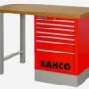 Bahco 1495K8CRDWB18TD Heavy Duty MDF Top Workbench With 8 Drawer Red Cabinet 1800mm Long -Home Tools Sale 1495KCWB18TD red