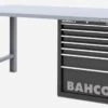 Bahco 1495KH7BKWB18TS Heavy Duty Low Height Steel Top Workbench With 7 Drawer Black Cabinet 1800mm Long -Home Tools Sale 1495KH7WBTS black 1