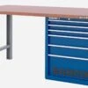 Bahco 1495KH7BLWB15TD Heavy Duty Low Height MDF Top Workbench With 7 Drawer Blue Cabinet 1500mm Long -Home Tools Sale 1495KHWB15TD blue