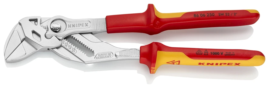 Knipex 86 06 250 VDE Insulated Lock Button Waterpump Slip Joint Pliers Wrench 250mm (52mm Capacity) 3 Knipex 86 06 250 VDE Insulated Lock Button Waterpump Slip Joint Pliers Wrench 250mm (52mm Capacity)