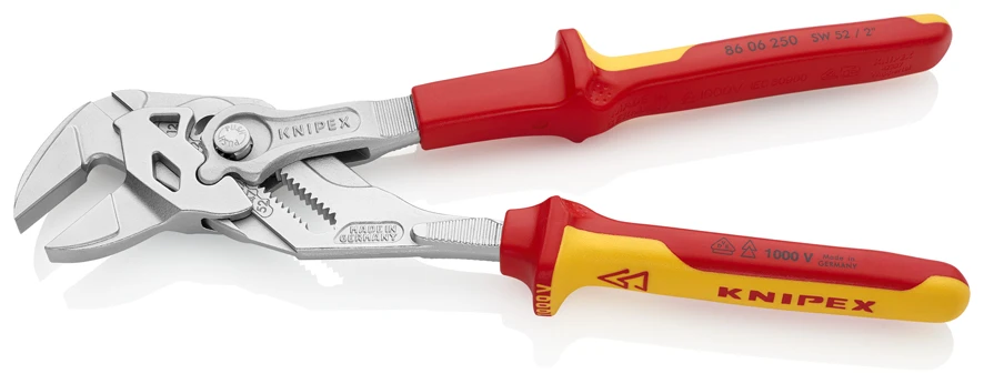 Knipex 86 06 250 VDE Insulated Lock Button Waterpump Slip Joint Pliers Wrench 250mm (52mm Capacity) 4 Knipex 86 06 250 VDE Insulated Lock Button Waterpump Slip Joint Pliers Wrench 250mm (52mm Capacity) - Image 2