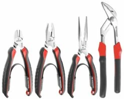 Facom CPE.A1 4 Piece Professional Plier Set, Combination, Long Nose, Snips & Multi-grip Pliers