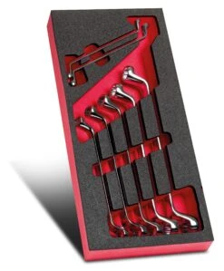 Facom MODM.55A-1 7 Piece Metric Double Ended Offset Ring Spanner Set Supplied In Foam Module Tray 6-19mm