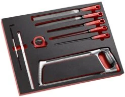 Facom MODM.603F Hacksaw, Tape Measure &amp; File Set Supplied In Foam Module Tray