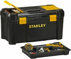 Stanley STST1-75520 Essential 19" Toolbox With Organiser Top, Plastic Latches. Tool Box -Home Tools Sale STST1 75520totewith tools 1